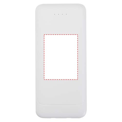 Batterie externe Adhil 10000 mAh 10 W en plastique recyclé avec 2 câbles intégrés: Face avant · Autocollant imprimé en numérique