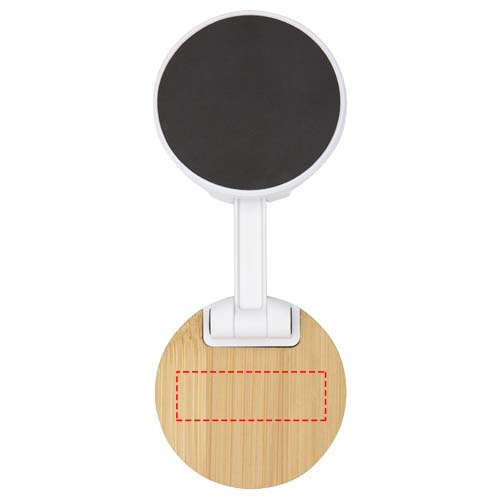 Support de téléphone magnétique pliable Alcor en plastique recyclé avec détails en bambou: Base · Tampographie