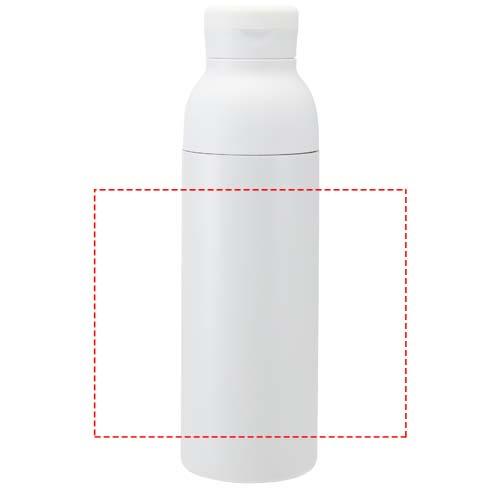 Gourde Illuminate de 650 ml en acier inoxydable recyclé RCS à double paroi, avec lot de 3 couvercles: Tout autour · Sérigraphie circulaire