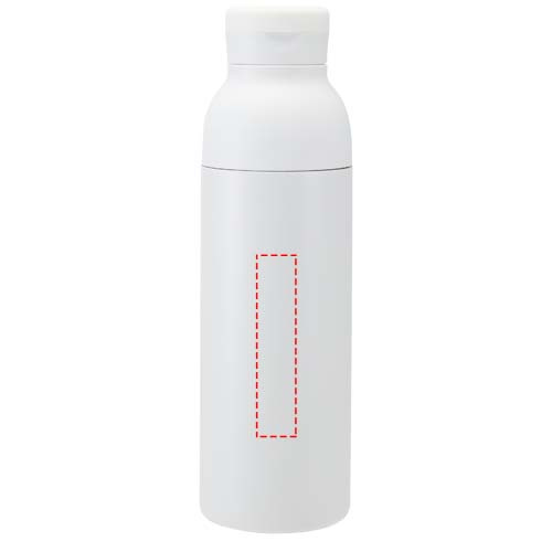 Gourde Illuminate de 650 ml en acier inoxydable recyclé RCS à double paroi, avec lot de 3 couvercles: Face avant · Gravure laser