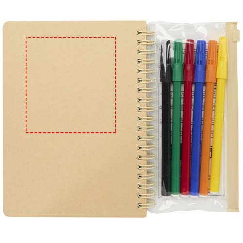 Squiggle, coffret carnet B6 à couverture rigide et feutres: Face arrière · Sérigraphie