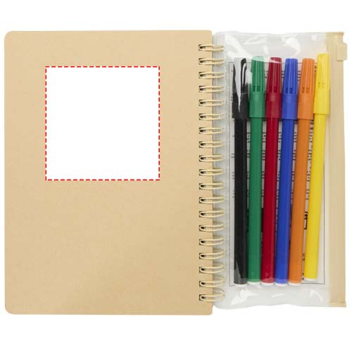 Squiggle, coffret carnet B6 à couverture rigide et feutres: Face arrière · Autocollant imprimé en numérique