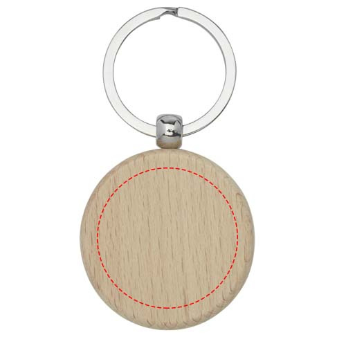 Porte-clés rond en hêtre Giovanni: Front · Laser engraving