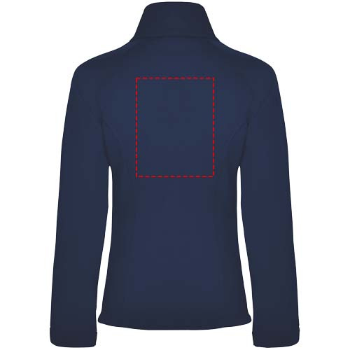 Antartida — damska kurtka softshell: Górna część pleców (Impact) · Sitodruk