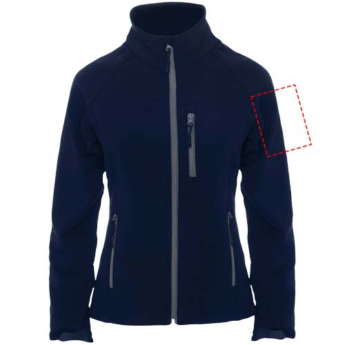 Antartida — damska kurtka softshell: Lewe ramię · Sitodruk