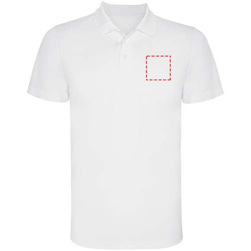 Monzha lasten lyhythihainen urheilupoolopaita: Left chest · Embroidery fixed