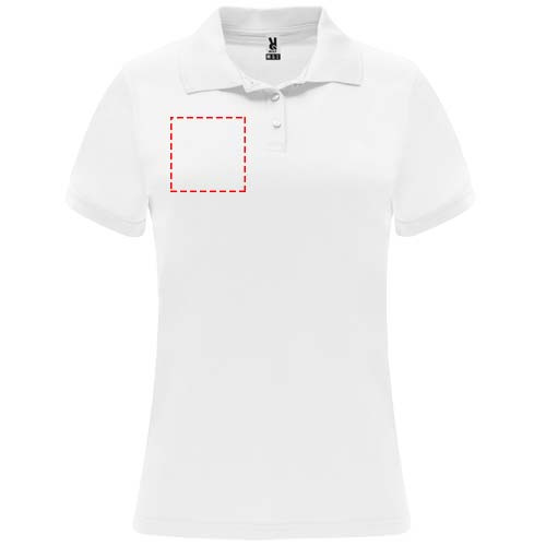 Monzha naisten lyhythihainen urheilupoolopaita: Right chest · Embroidery fixed