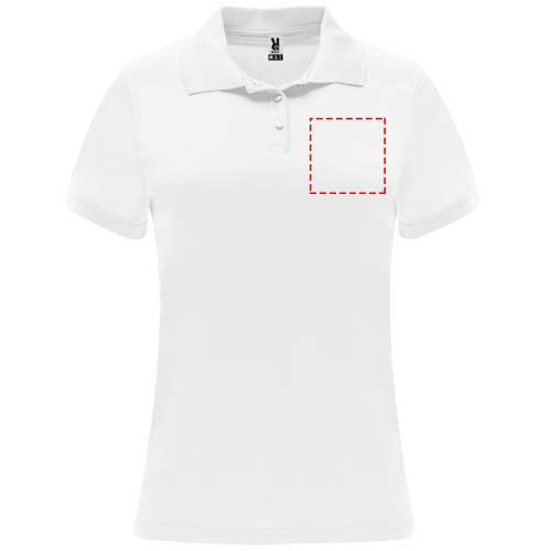 Monzha naisten lyhythihainen urheilupoolopaita: Left chest · Embroidery fixed