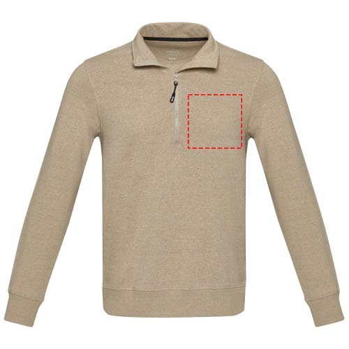 Tin unisex Aware™ recycled quarter zip sweater: Left chest · Screenprint
