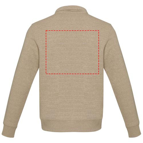 Tin unisex Aware™ recycled quarter zip sweater: Impact upper back · DTF Transfer