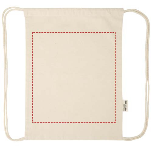 Oregon Blend 140 g/m² GRS recycled drawstring bag 5L: Front · Transfer
