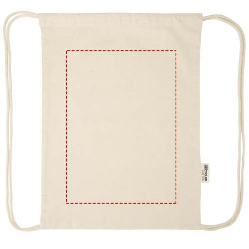 Oregon Blend 140 g/m² GRS recycled drawstring bag 5L: Front · Screenprint