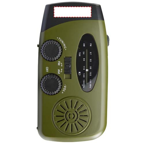 Avior RCS recycled plastic emergency radio: Front · Full color doming