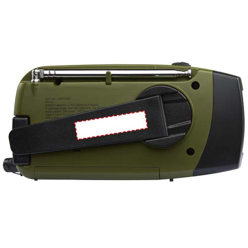 Avior RCS recycled plastic emergency radio: Handle · Digital sticker