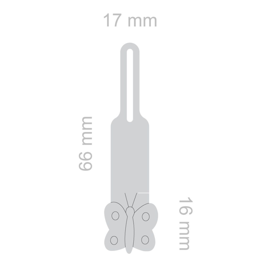 Reflective zip puller – Butterfly: Full product surface (size to confirm)