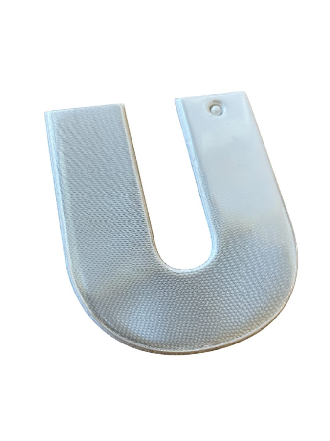 Buchstabenreflektor – Alphabet Letter U: Full product surface (size to confirm)