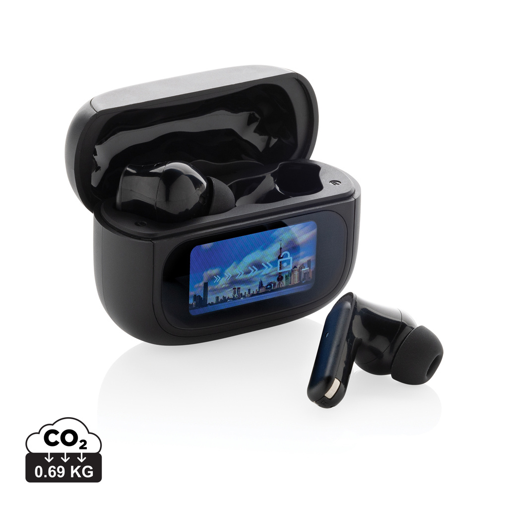 Airtune RCS recycled plastic ANC earbuds with touch screen | Logotrade