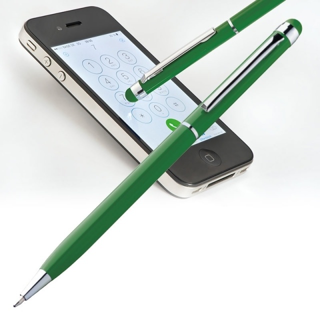 Логотрейд pекламные продукты картинка: Ручка шариковая с сенсорным стилусом "Новый Орлеан" цвет зеленый