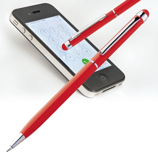 Лого трейд бизнес-подарки фото: Ручка шариковая с сенсорным стилусом "Новый Орлеан" цвет красный
