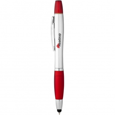 Логотрейд pекламные подарки картинка: Шариковая ручка-стилус с маркером Nash, красный