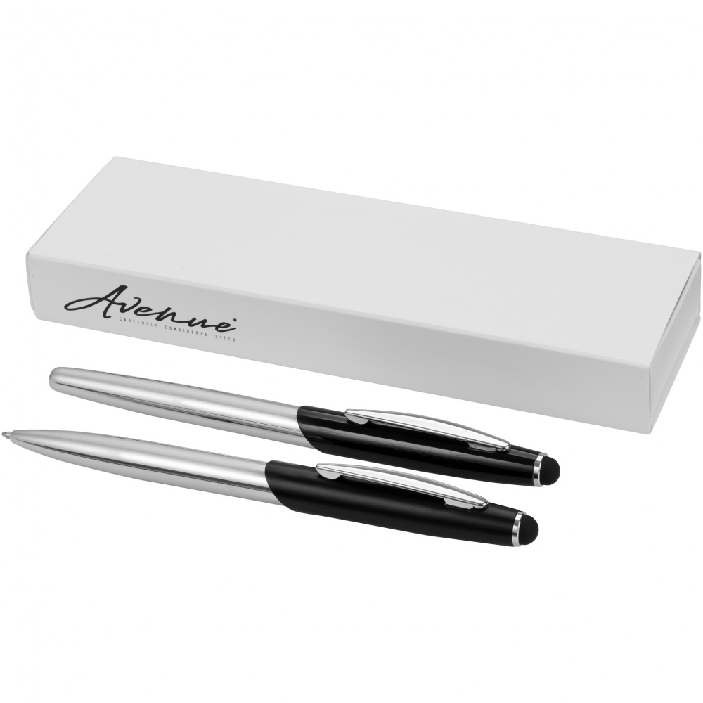 Логотрейд pекламные подарки картинка: Набор Geneva, включающий шариковую ручку-стилус и ручку-роллер, черный