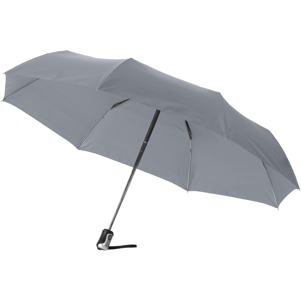 Логотрейд pекламные подарки картинка: Зонт Alex трехсекционный автоматический 21,5", серый