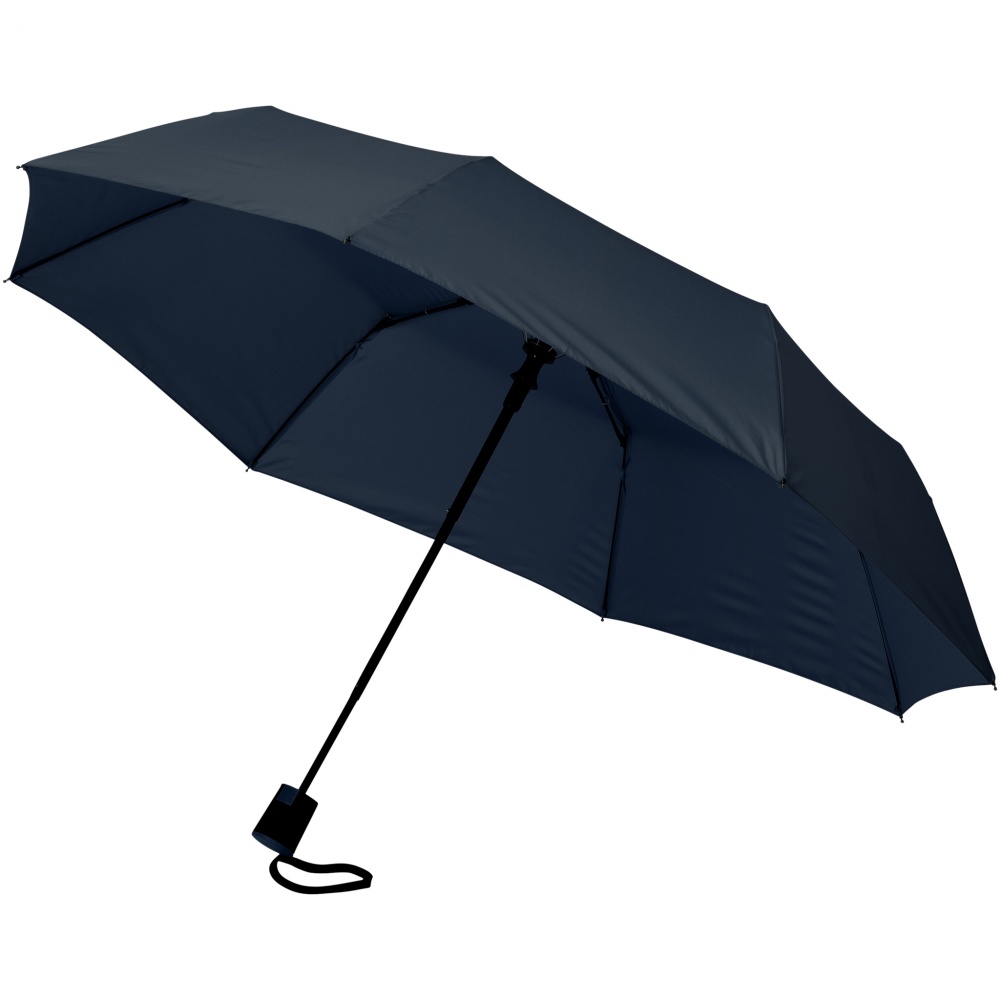 Лого трейд pекламные cувениры фото: Зонт Wali трехсекционный 21" с автоматическим открытием, темно-синий