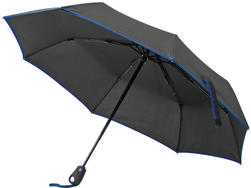 Лого трейд бизнес-подарки фото: Автоматический зонт, чёрный/синий