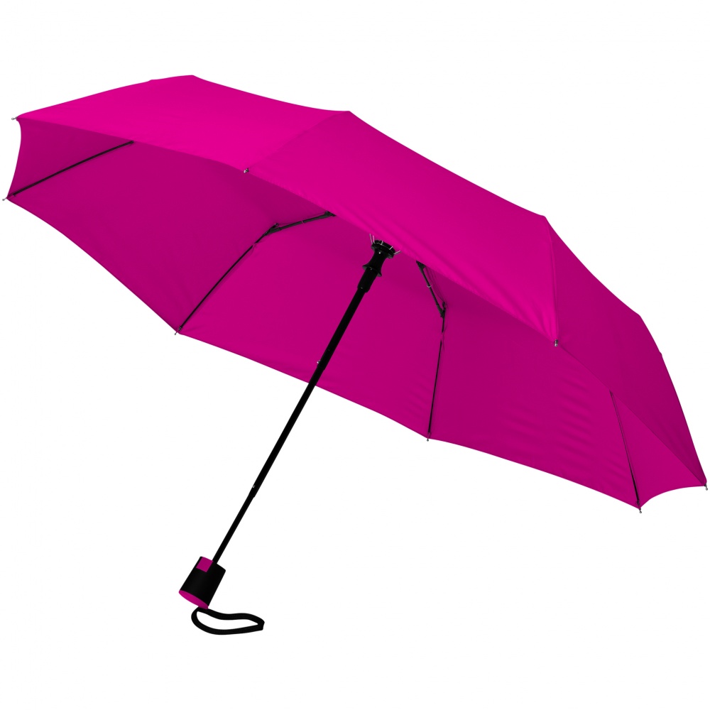 Логотрейд pекламные продукты картинка: Зонт Wali трехсекционный 21" с автоматическим открытием, розовый