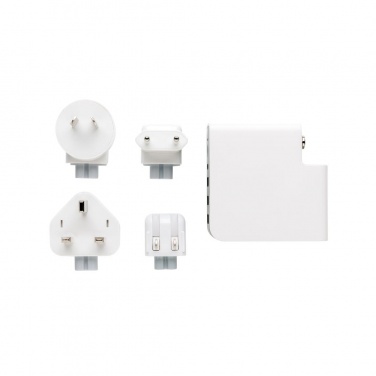 Лого трейд pекламные подарки фото: Meene: Travel adapter wireless powerbank, white