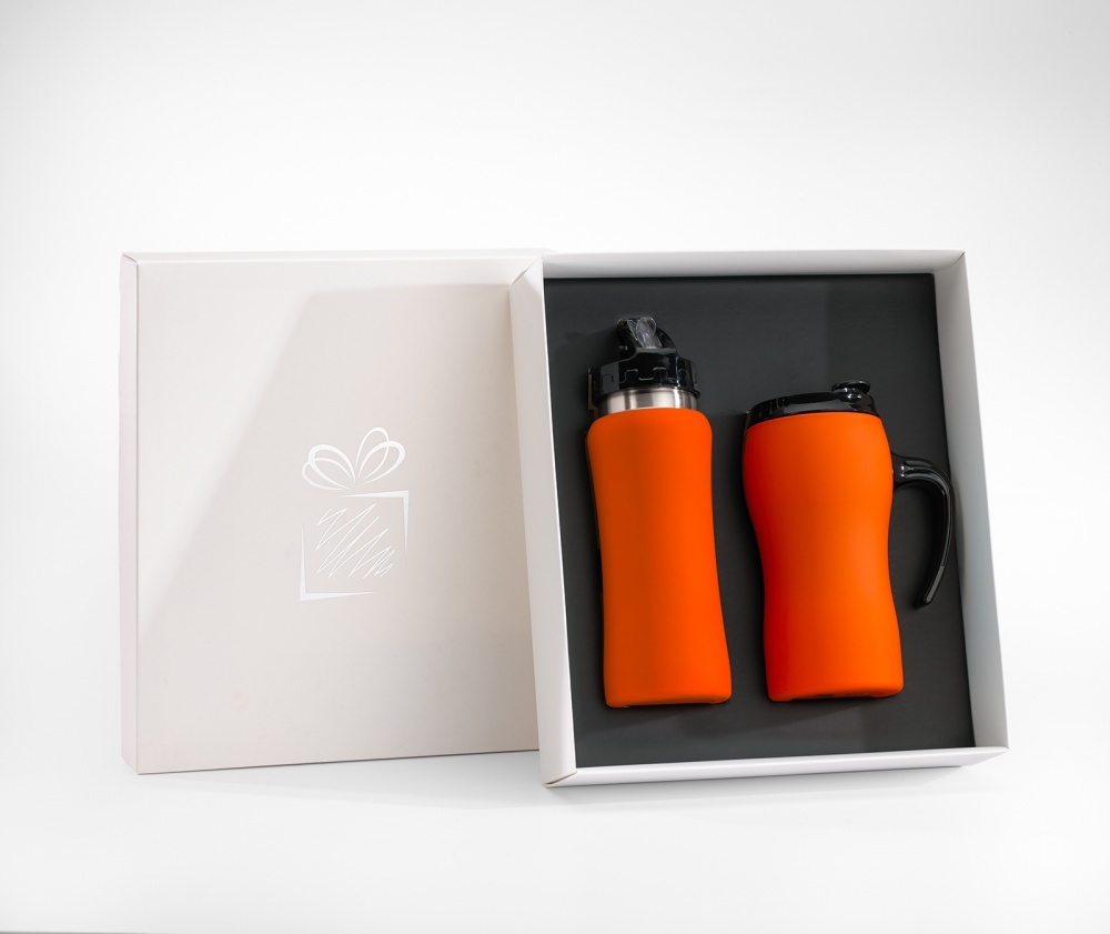 Логотрейд бизнес-подарки картинка: Komplekt: joogipudel ja termokruus Colorissimo, oranž