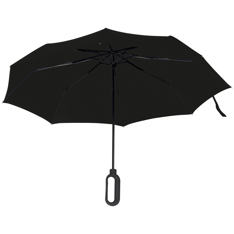 Логотрейд бизнес-подарки картинка: Автоматический карманный зонтик с ручкой-карабином, черный