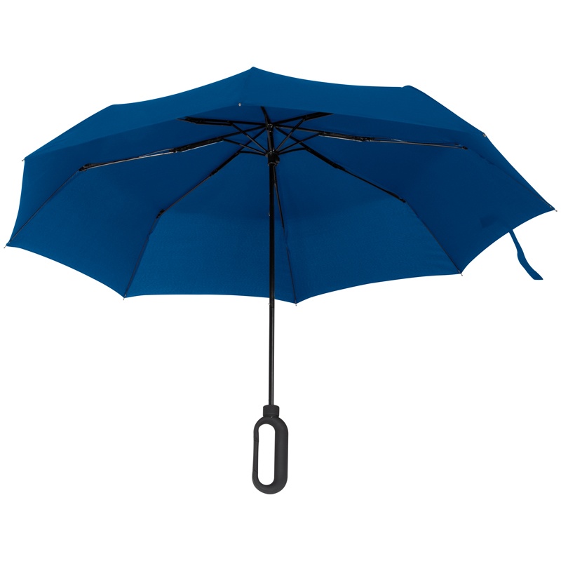 Лого трейд pекламные cувениры фото: Автоматический карманный зонтик с ручкой-карабином, синий