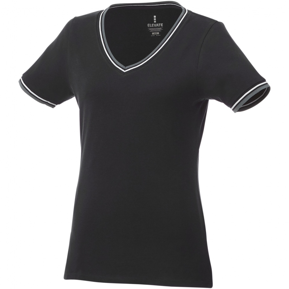 Логотрейд бизнес-подарки картинка: Женская футболка Elbert из пике с кармашком, чёрная