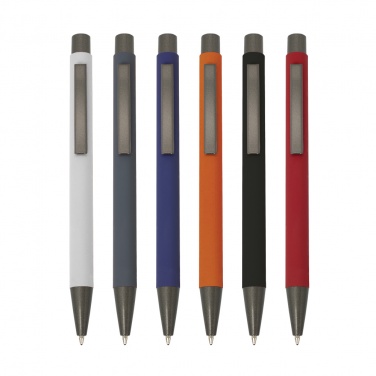 Лого трейд бизнес-подарки фото: Металлическая ручка с резиновой оболочкой, черный