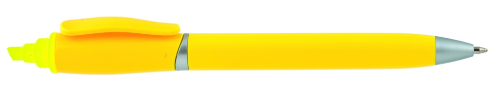 Логотрейд pекламные продукты картинка: Пластмассовая ручка с маркером 2-в-1 GUARDA, жёлтый