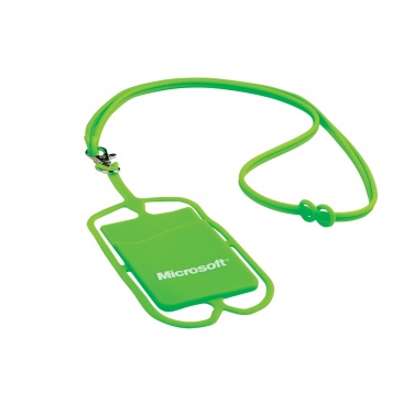 Лого трейд бизнес-подарки фото: Тесьма с холдером для карт, зеленый