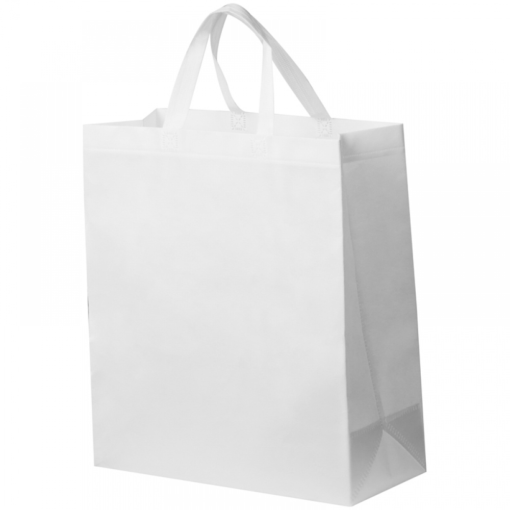 Логотрейд бизнес-подарки картинка: Ламинированная нетканая сумка - большая, белый
