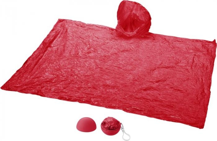 Лого трейд pекламные cувениры фото: Дождевик Xina в коробке-шарике с брелоком, красный