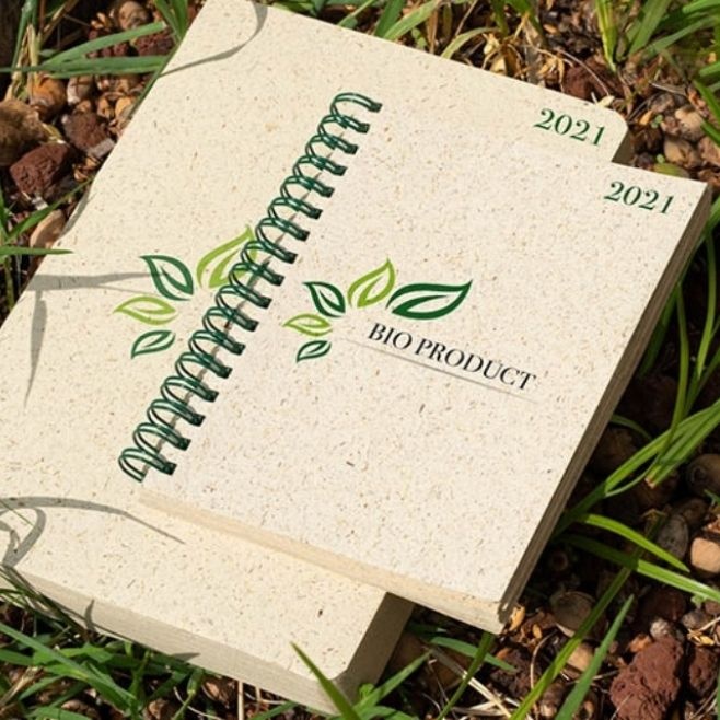 Логотрейд pекламные подарки картинка: Блокнот Erba из травы, бежевый