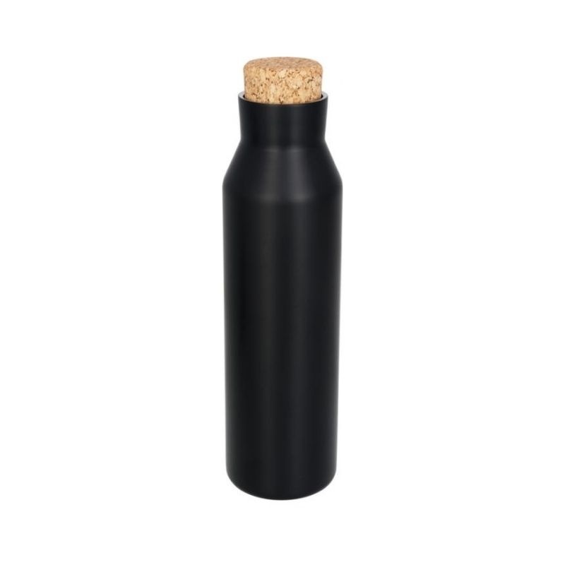 Логотрейд pекламные продукты картинка: Норсовая медная вакуумная изолированная бутылка с пробкой, черный