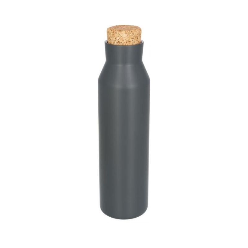Логотрейд pекламные продукты картинка: Норсовая медная вакуумная изолированная бутылка с пробкой, cерый