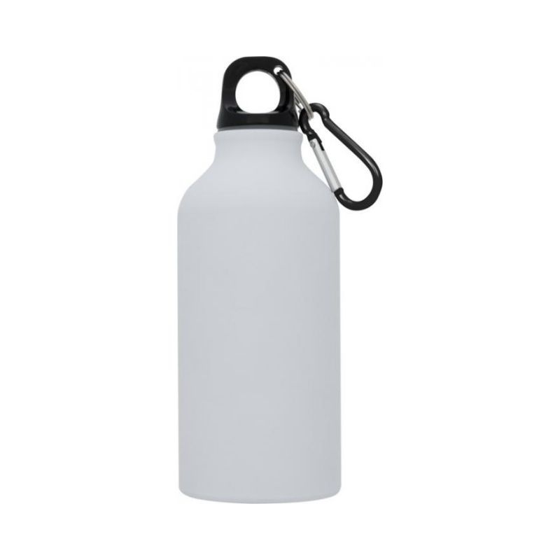 Логотрейд pекламные продукты картинка: Матовая спортивная бутылка Oregon с карабином и объемом 400 мл, белый