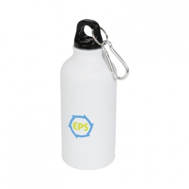 Логотрейд бизнес-подарки картинка: Матовая спортивная бутылка Oregon с карабином и объемом 400 мл, белый