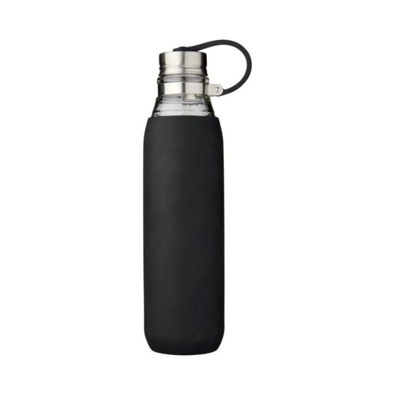 Логотрейд бизнес-подарки картинка: Стеклянная спортивная бутылка Oasis объемом 650 мл, черный