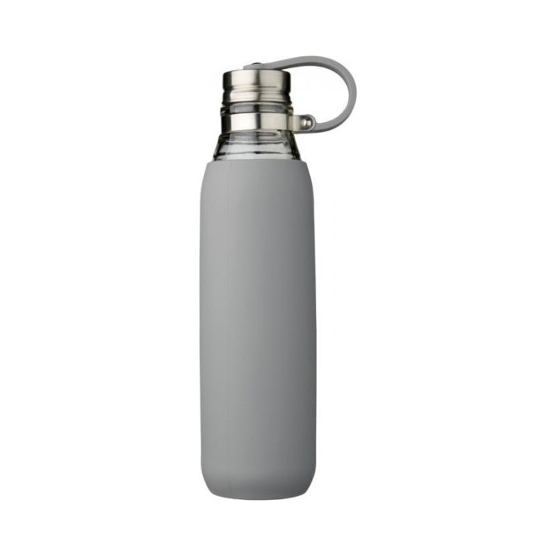 Логотрейд pекламные cувениры картинка: Стеклянная спортивная бутылка Oasis объемом 650 мл, cерый
