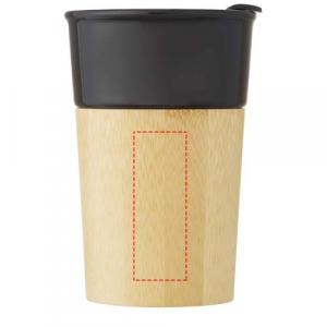 Изображение области печати рекламной кружки Фарфоровая термос с бамбуковой отделкой Печать Pereira 320 мл и чашка для гравировки 2,5 x 6 см