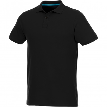 Beryl short sleeve men's organic recycled polo, Сплошной черный, XS, вариант цвета