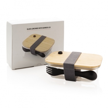Логотрейд бизнес-подарки картинка: Стеклянный ланч-бокс с бамбуковой крышкой