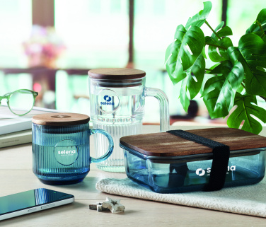 Рифлёная стеклянная кружка VITRIO MUG 300 мл с логотипом – детальный вид 3